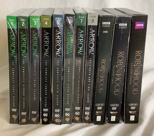 Robin Hood (Season 1-3 - New and Sealed) and Arrow (Seasons 1-8 and Final Season) DVD Box Sets -11 items total