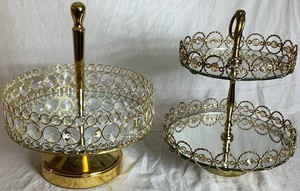 Gold Glass Two Tier Stand and Gold Dessert Display Stand