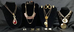 Elegant Collection of Vintage Gold Tone Necklaces and Earrings
