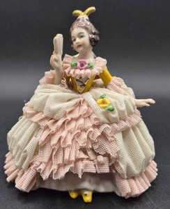 Vintage German Dresdan Frankenthal Lace Porcelain Figurine