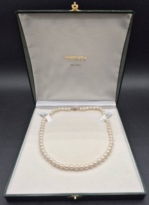 Vintage Mervyns of California Freshwater Pearl Choker Necklace with 14K Gold Toggle Clasp