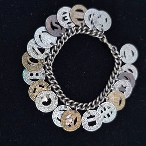One of a Kind Sterling Silver Bracelet with Bus Fare Tokens from Around the US