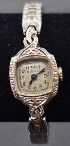 Bulova Art Deco Ladies Watch 14 Kt White Gold Case #94278 Bulova L1