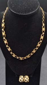 Swarovski Gold Plated Crystal Statement Necklace and Earrings Set with Swan Logo