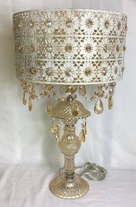 Champagne Jeweled Table Lamp with Metal Shade