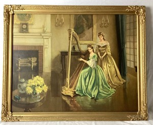 Vintage Gail Frank Framed Print Harmony with Gold Ornate Frame