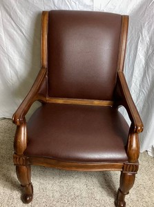 Louis Philippe Style Brown Leather Armchair