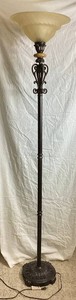 Torchiere Floor Lamp with Metal Scroll Design