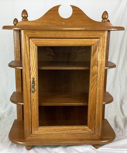 Tabletop Footed 3 Tier Glass Door Curio Cabinet with Side Shelving