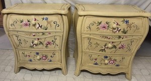 Pair of Hand Painted 3 Drawer Nightstands (26W x 14D x28.5H)