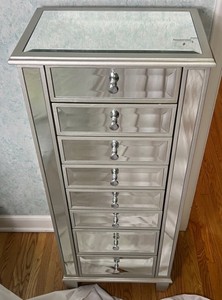 7 Drawer Mirrored Jewelry Armoire