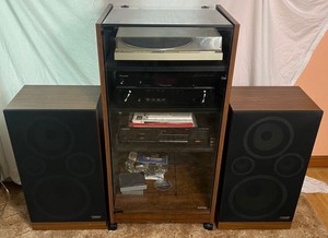 Pioneer Stereo System VSX-519V and Fisher NL 8221-104 Speakers with Rolling Audio Cabinet