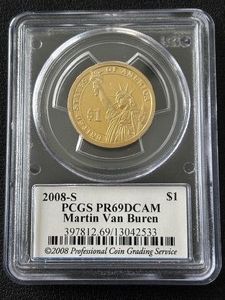 2008-S Van Buren Dollar Proof PCGS PR69 Deep Cameo