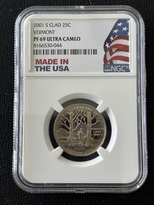 2001-S Vermont State Quarter Proof NGC PF69 Ultra Cameo