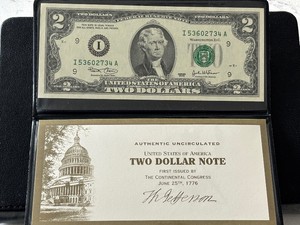 2003 Green Seal $2 Dollar Federal Reserve Note Uncirculated