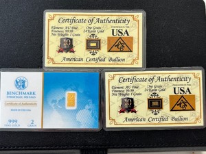 4 Grains .999 Fine Gold Bars
