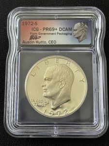 1972-S Eisenhower Silver Dollar Proof ICG PR69 Deep Cameo