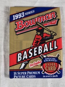 Unopened Pack of 1993 Bowman Baseball Card Packs - Jeter Rookie Chase PSA 10s at $600