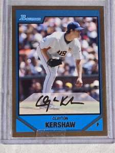 Clayton Kershaw Gold Rookie 2007 Bowman Auto #BDPP77 - Los Angeles Dodgers Baseball Card