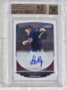 Alex Meyer 2013 Bowman Chrome Prospect Autos #BPC-AM Graded Beckett 9.5, Auto 10 - Minnesota Twins Baseball Card