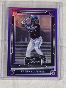 Kaelen Culpepper Rookie 2025 Panini Three and Two Purple Foil SP #60 and Numbered 2232 - Minnesota Baseball Card
