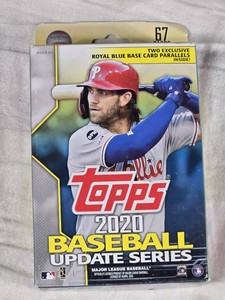 Unopened Hanger Box of 2020 Topps Baseball Cards with 67 Cards Pack including Exclusive Royal Blue Base Card Parallels