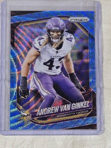 Andrew Van Ginkel 2025 Panini Prizm Blue Wave Refractor #63 and Numbered 31230 - Minnesota Vikings Football Card