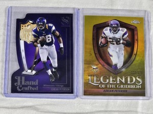 Lot of 2 Adrian Peterson Football Cards including Hand Crafted Hand Crafted Die Cut and Legends of the Gridiron Topps Chrome Refractor