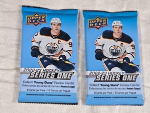 Lot of 2 Unopened Packs of 2022-23 Upper Deck Series One Young Guns
