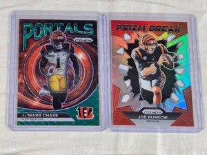 JaMarr Chase and Joe Burrow Prizm Refractors - 2023 Panini