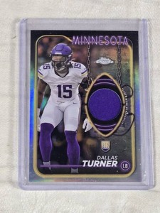 Dallas Turner Rookie 2024 Topps Chrome Refractor Relic #CRR-DT - Minnesota Football Card