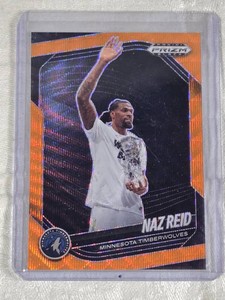 Naz Reid 2024-25 Panini Prizm Orange Wave Refractor #45 and Numbered 953 - Minnesota Timberwolves Basketball Card