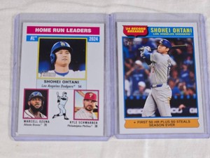 Lot of 2 Shohei Ohtani Baseball Cards - Featuring Los Angeles Dodgers 2024 Home Run Leader and Record Breaker 50 HR Plus 50 Steals Card