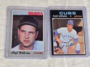 Lot of 2 Hoyt Wilhelm Baseball Cards Braves and Cubs Teams Vintage Baseball Cards
