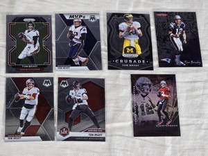 Lot of 7 Tom Brady Football Cards Including Crusade, MVPs, and Super Bowl MVP Features