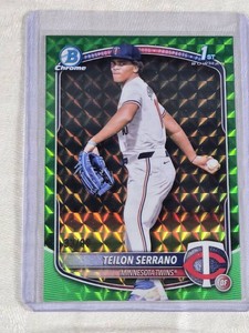 Teilon Serrano 2025 1st Bowman Chrome Green Refractor #BCP-188 and Numbered 3399 - Minnesota Twins Baseball Card