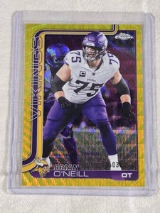 Brian ONeill 2025 Topps Chrome Gold Wave Refractor #196 and Numbered 33275 - Minnesota Vikings Football Card