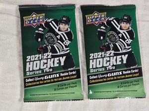 Lot of 2 Unopened Packs of 2021-22 Upper Deck Series Two Hockey Cards
