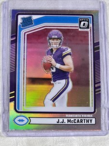 J.J. McCarthy Rookie 2024 Panini Donruss Optic Silver Holo Prizm #303 - Minnesota Vikings Football Card