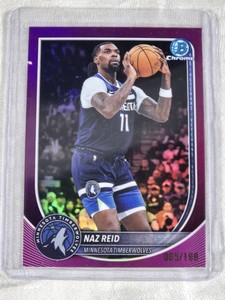 Naz Reid 2025 Bowman Chrome Purple Refractor #BCV-104 and Numbered 5199 - Minnesota Timberwolves Basketball Card
