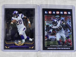 Lot of 2 Adrian Peterson Football Cards including Black Xfractor and Chrome All Pro  Stamp