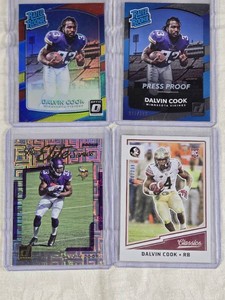 Lot of 4 Dalvin Cook Rookies with Refractors and Numbered Cards