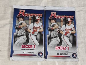Lot of 2 Unopened Packs of Bowman 2021 Major League Baseball