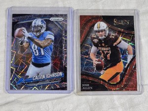 Lot of 2 Lazer Prizm Football Cards Featuring Josh Allen and Calvin Johnson