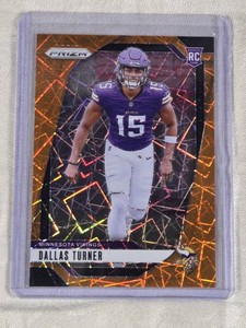 Dallas Turner Rookie 2024 Panini Prizm Orange Laser Parallel #324 - Minnesota Vikings Football Card