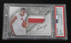 2013-14 Upper Deck Exquisite Collection Rudy Gobert Patch Autograph 135199 Rookie Card PSA 8  Only 199 Exist