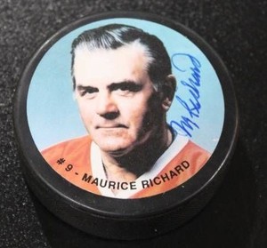 Maurice Richard Autograph Photo Puck