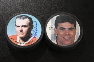 Maurice Richard & Adam Oates Autograph Photo Puck