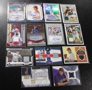 Autograph & Relic Baseball Card Lot  13 Cards