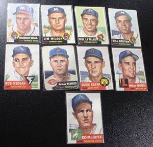 1953 Topps Baseball Card Lot  9 Cards Low Grade
